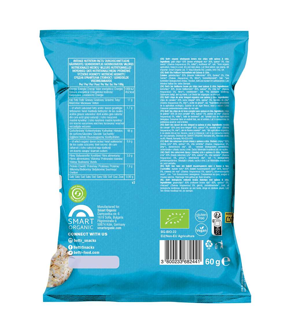 Bettr Bio Rice Chips Quinoa & Chia 60g